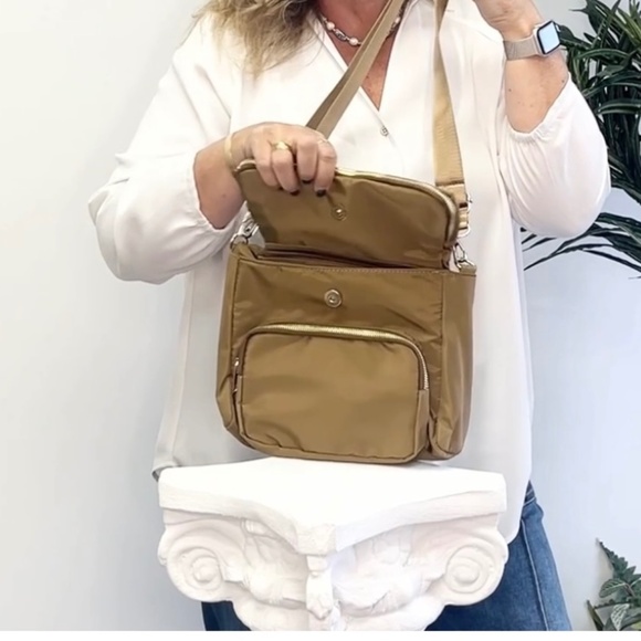 K. Carroll Nylon Messenger Crossbody or Shoulder Bag in Bronze - NWT - Picture 6 of 6